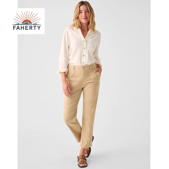 Faherty Pants - FAHERTY Stretch Surplus Pants In Safari Size 27 Beige Casual Cargo Utility Pants